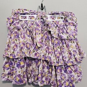 Time and Tru Purple and Yellow Floral Mini Skirt